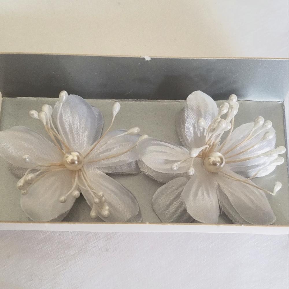 Vintage Avon Fabric Blossom Pierced Earrings